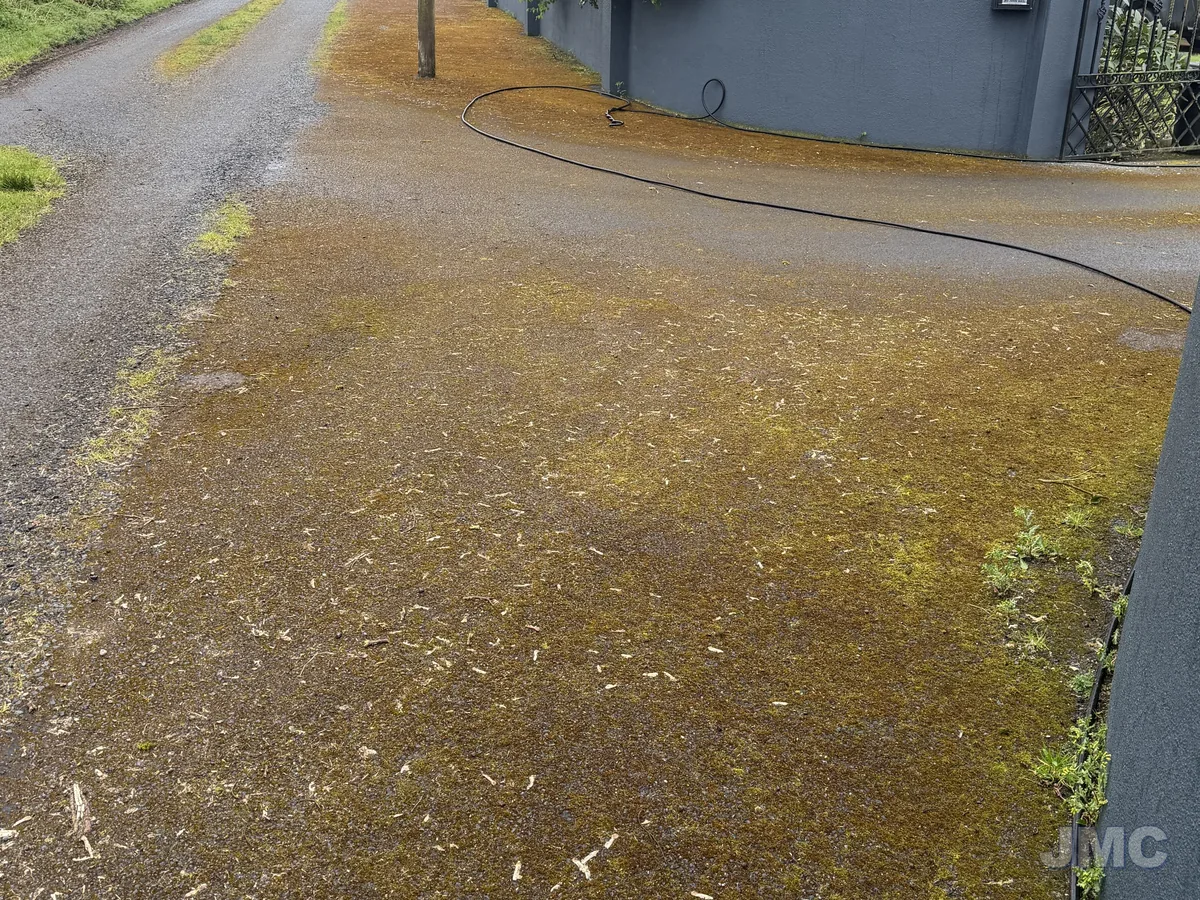 Before: Country lane drive, moss and algae removed