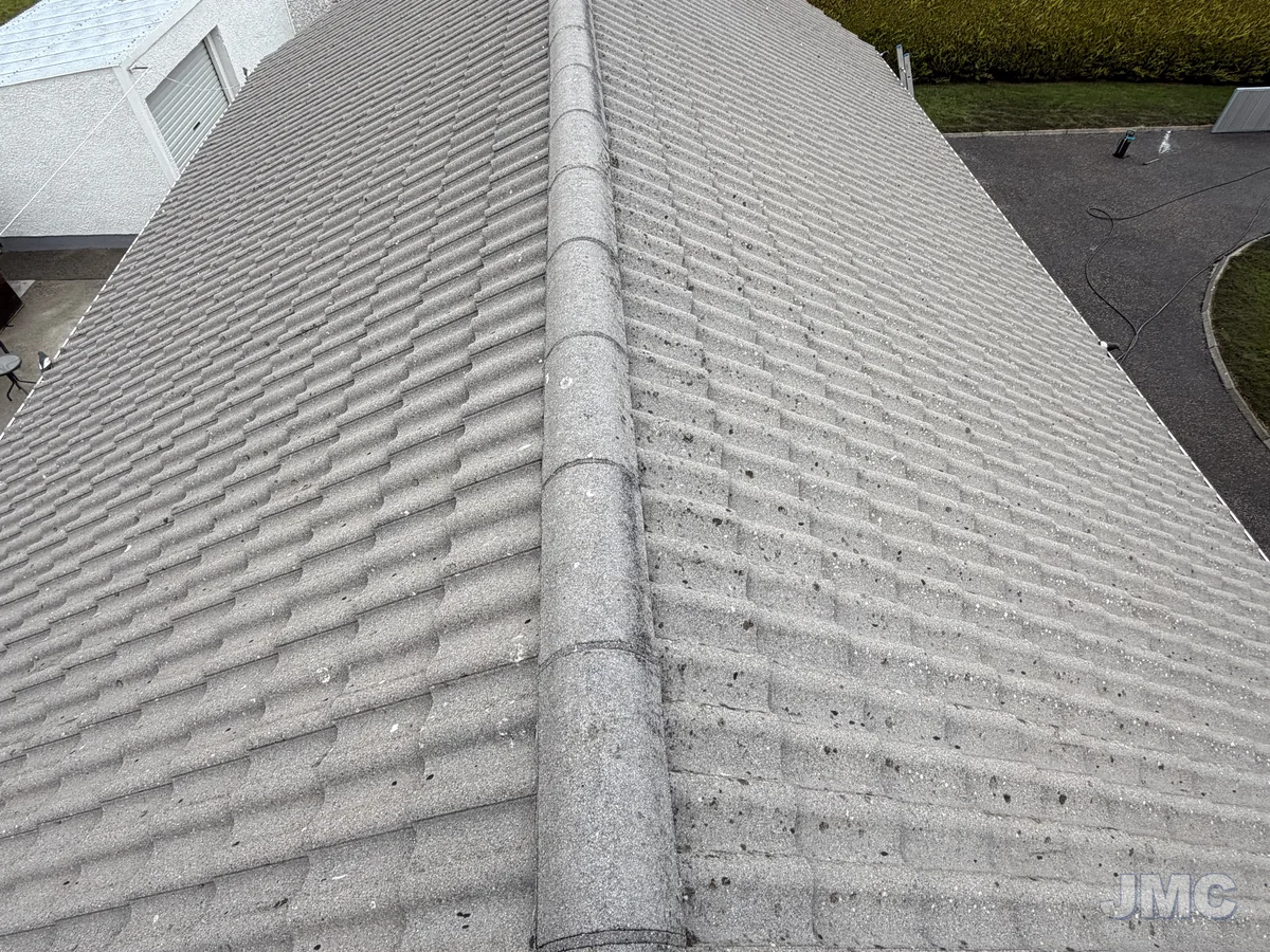 After: Ridge and tiles scraped and washed